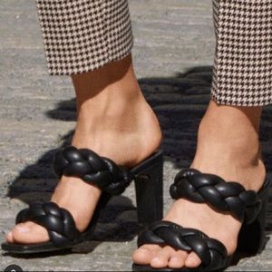 Hu0026M | Shoes | Nwt Hm Black Braided Heeled Mules Sz | Poshmark